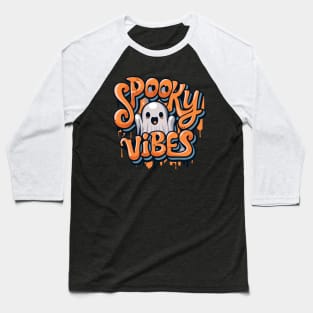 Cute Halloween Ghost Graffiti Spooky Vibes Baseball T-Shirt